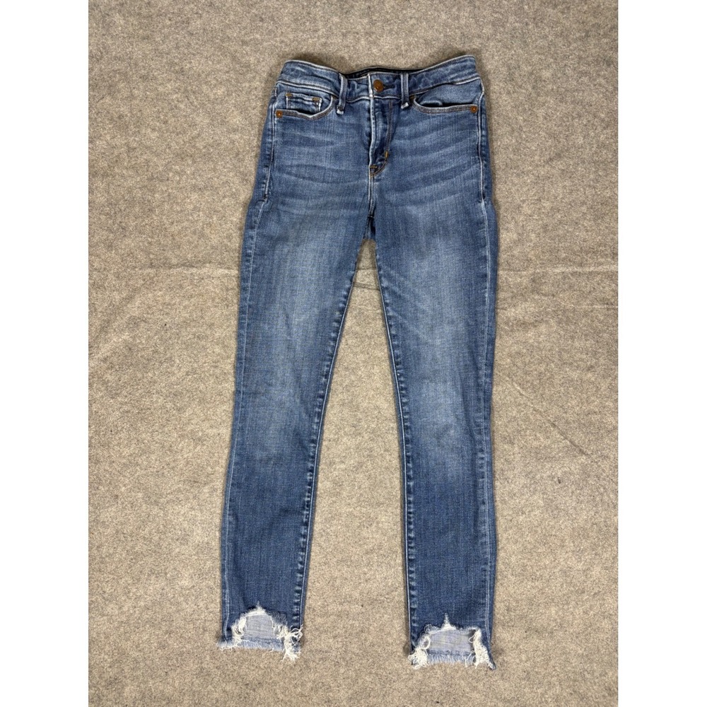 Abercrombie & Fitch Medium Blue Raw-Hem Cropped Skinny Jeans